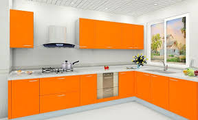 White Wall Color And Modern Orange Kitchen Cabinet For Best Kitchen Colour Kitchen Cabinets Color Combination Kitchen Design Collection Interior Design Kitchen
