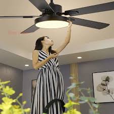 52 inch modern style indoor ceiling fan with light kit, reversible blades and motor, etl for living room, bedroom, basement, kitchen, pull chain, matte black. Modern Led Black Ceiling Fan 5 Blad Esstainless Steel Ceiling Fans Lamps With Lights For Living Room Home Dimming Lighting Ceiling Fans Aliexpress