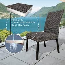 Looking for a good deal on chair cushions outdoor? Patio Wicker Dining Chairs Outdoor Heavy Duty Steel Frame Rattan Chairs With Quick Dry Foam Filling And Curved Backrest Set Of 4 Peakhome Furnishings