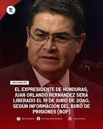 Según ha revelado el Buró de Prisiones (BOP), de los Estados Unidos, el  expresidente Juan Orlando Hernández, condenado por narcotráfico, será  liberado el 19 de junio de 2060. ➡️ De acuerdo con