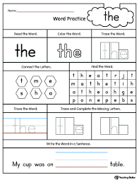 High Frequency Word They Printable Worksheet Sight Word Worksheets Free Kindergarten Worksheets Sight Words Sight Word Worksheets