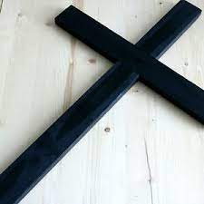 Three layers of iron make up this gorgeously simple wall cross. Large Wall Cross Wood Black 17 Handmade Usa Decor Christ Cruz Catholic Plain Ebay