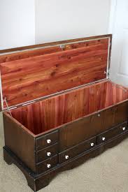 To unlock, turn key and push in button. Refinished Cedar Chest Grateful Prayer Thankful Heart