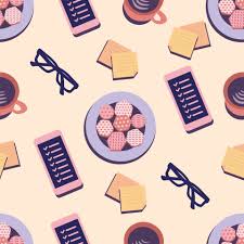 Henge big bang coffee table. Seamless Pattern Concept For Coffee Break Rest At Work Glasses Phone Notes Coffee Plate With Cookies On The Table 2744391 Vector Art At Vecteezy