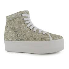 Details About Jeffrey Campbell Play Homg Platform Shoes Womens White Grey Trainers Sneakers