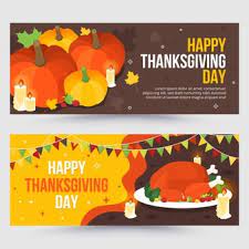 Download Flat Design Thanksgiving Banners Set For Free Thanksgiving Banner Happy Thanksgiving Day Card Design