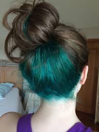 Got My Hair Dyed Turquoise On The Under Part Hidden Hair Color Hair Color Underneath Hair Dyed Underneath