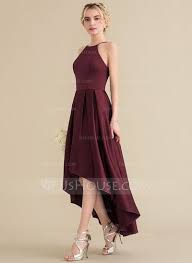 Us 113 00 A Line Scoop Neck Asymmetrical Satin Bridesmaid Dress Jj S House In 2020 Satin Bridesmaid Dresses Kids Bridesmaid Dress Dresses