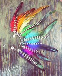 Birds Of A Feather Festival 2020 Handmade Rainbow Feather Ear Cuff Earringgrizzly Feathers Etsy In 2020 Feather Ear Cuff Ear Cuff Feather