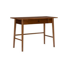 Tangkula mid century desk with drawers, writing computer desk with spacious desktop & sturdy construction, compact laptop table workstation, desk for bedroom home office (walnut). Computer Desk Brown Linon Target