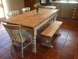 Find new rustic & farmhouse tables for your home at joss & main. Large Chunky Farmhouse Dining Kitchen Table 4 Chairs Bench Shabby Chic Dining Table In Kitchen Farmhouse Dining Table Farmhouse Style Dining Room