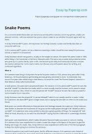 How do i find side missions/encounters? Snake Poems Essay Example