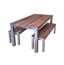 The durability of stainless steel makes it ideal for the kitchen, but have you considered welcoming this popular material into your dining room as well? Industrial Dining Table Solid Reclaimed Teak And Stainless Steel