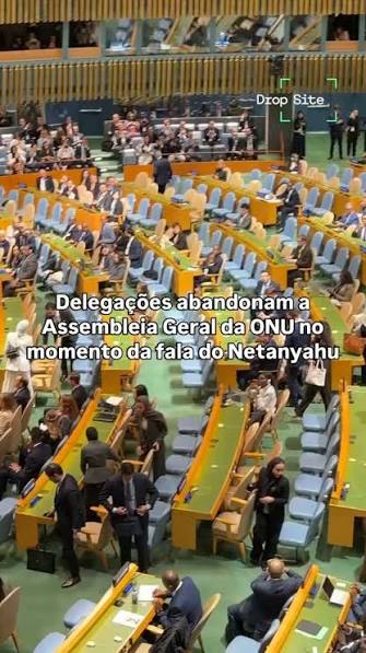 ⚡️🎥 Delegações abandonam a Assembleia Geral da ONU no momento em que  Netanyahu, procurado pelo Tribunal Penal Internacional por crimes de guerra  em Gaza, sobe ao pódio., Por que é que ele não é preso?