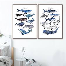 In addition to our wall art, we also offer other room decor, including shelves, wall decals, clocks, picture frames and more. Whale Canvas Prints Nursery Ocean Sea Shark Poster Art Painting Kids Room Decor Ebay