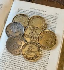 8 Medallion Bundle All The Daily Stoic Coins In 2020 Stoic Memento Mori Custom Mints
