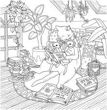 Freehand sketch for happy new year greeting card or adult coloring book page. Cat Coloring Therapy Coloring Book Download Cat Coloring Book Coloring Books Santa Coloring Pages