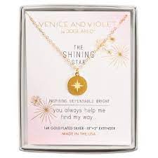 Women S Venice And Violet By Dogeared Engraved North Star Disc Necklace Plated In 14k Gold Gold 18 Good Luck Necklace Diamond Evil Eye Gold
