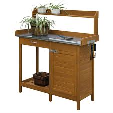 Very happy with these custom table legs. Outdoor Home Garden Potting Bench With Metal Table Top And Storage Cabinet 49 H X 44 W X 18 D Overstock 29084590