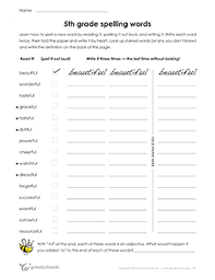5th grade worksheets word lists and activities greatschools