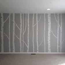Birch Tree Wall Decal Canada Hand Painted Birch Tree Wall Mural Made By Taping Off The Trunks And Branches Then Going Back Over It To Brush Tree Wall Murals Birch Tree Mural Tree Mural