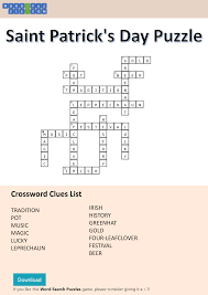 There is an easier, picture crossword option and a more standard type of crossword available. Saint Patrick S Day Puzzle Templates At Allbusinesstemplates Com