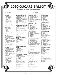Country living editors select each product featured. Oscars 2020 Printable Ballot Oscar 2020