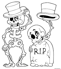 Coloriage Halloween Squelette Et Tete De Mort Dessin Halloween à imprimer