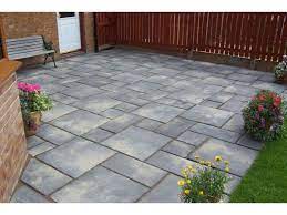 Driveway (before and after), luton. York Stone Paving Slabs Antique Brown