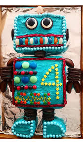 Birthday Cake For 4 Year Old Boy I Made This Robot Cake For My 4 Year Old Boys Birthday It Was Chocolate Mud With Butter Icing Robot Cake Robot Birthday Party 4 Year Old Boy Birthday