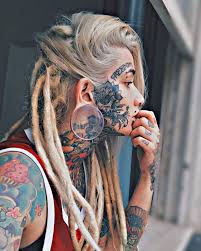 Pin By Lindsey Roberts On Women W Tattoos In 2020 Face Tattoos For Women Facial Tattoos Dreadlocks Girl