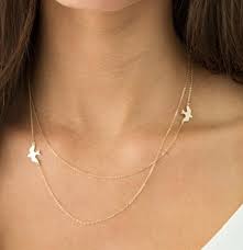 Everly Sparrow Bird Floating Layered Necklace In Gold Or Silver Floating Pendant Necklace Necklace Layered Necklaces