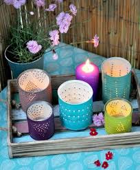 Windlichter Aus Dosen Blumentopf Rosa Blumen Tisch Kerze Weinkisse Garten Basteln Mit Dosen Sommer Diy Konservendosen