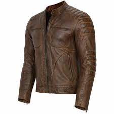 Mens Brown Leather Motorcycle Vintage Distressed Slim Fit Biker Jacket Distressed Leather Jacket Leather Jacket Men Leather Jacket