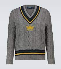 Soft cable knit lightweight feel. Polo Ralph Lauren Cable Knit Cricket Sweater In Grey Modesens
