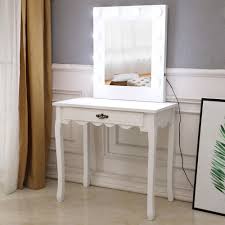 Sold and shipped by costway. Ktaxon Makeup Vanity W 10 Led Lights Square Mirror Vanity Table With Drawer Wood Dressing Table For Bedroom White Walmart Com Walmart Com