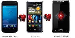 galaxy nexus vs lg spectrum vs droid razr specs