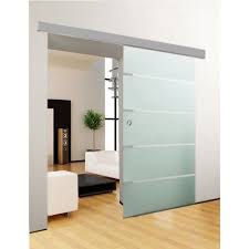 Schiebetur Glas Schiebetur Zimmertur 880x2035mm Innentur Komplettset Mit Laufschiene Amp Glastur Streifen Satin Porta De Vidro Ideias De Decoracao Decoracao