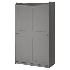 Hauga Sliding Door Wardrobe Grey 118x55x199 Cm Ikea Bedroom