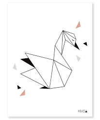 Affiche Enfant Geometrique Cygne Affiche Geometrique Dessin Geometrique Animaux Geometrique