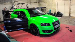 Audi A3 S3 Complete Neon Green Vehicle Wrap Car Wrap Audi Neon Green