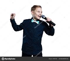 Menino Cantando Microfone CrianÃ§a Karaoke Isolado â€” Stock Photo ...