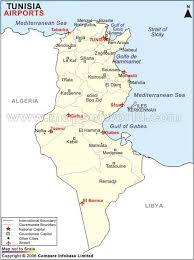Tunisia is bordered by the mediterranean sea to the north, libya to the east, and algeria to the west. Airports In Tunisia Tunisia Airports Map