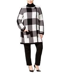 Alfani Womens Plaid Cardigan Sweater