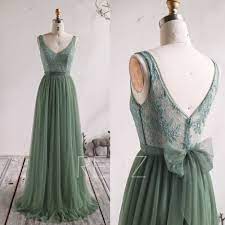 Bridesmaid Dress Dusty Green Tulle Wedding Dress V Neck Lace Party Dress Illusion Lac Bridesmaid Dresses Long Lace Tulle Bridesmaid Dress Green Wedding Dresses