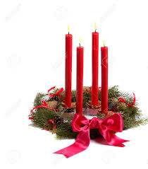Christmas Wreath With Red Candles And Pine Cones Isolated On Stock Photo Picture And Royalty Free Image Image 2274394