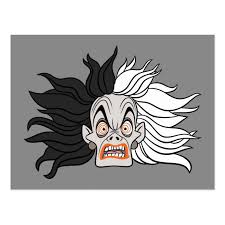 Кто такая (стервелла) круэлла де виль? Cruella De Vil Scary Face Postcard Zazzle Com Cruella Cruella De Vil Scary Faces