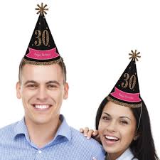 Birthday Hats For Adults Chic 30th Birthday Pink Black And Gold Cone Birthday Party Hats For Kids And Adults Set Of 8 Standard Size Kids Party Hats Party Hats Birthday Party Hats
