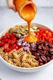 This pasta salad is great to serve a crowd, and leftovers will hold up for a few days! Creamy Vegan Italian Pasta Salad Oil Free Plays Well With Butter