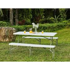 ensemble de reception pliant table 8 personnes 180cm et 2 bancs structure en acier amp plateau en p table pliante banc pliable table et chaises de jardin